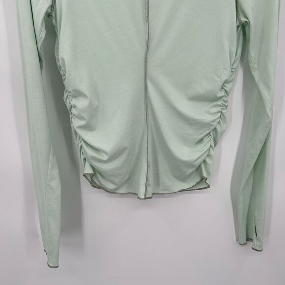 FREE PEOPLE Movement Mint Green Ruched Light Long Sleeve Athletic Top Medium - Picture 5 of 9